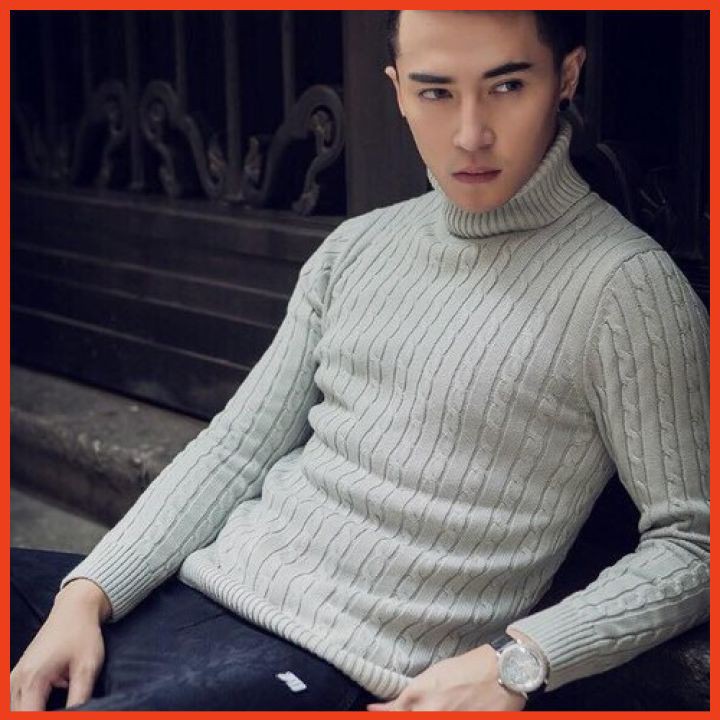 Áo Len Nam Đẹp Dài Tay Hàn Quốc Cổ Lọ Vặn Thừng Thời Trang Mùa Đông Cao Cấp