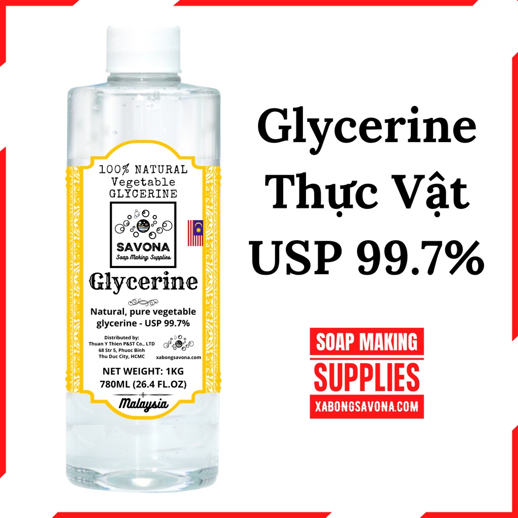 99,9% Glycerin Thực Vật 1 Kg/500g/100g Chất Dưỡng Ẩm Tự Nhiên Dùng Trong Mỹ Phẩm Thực Phẩm - USP Vegetable Glycerine 1KG