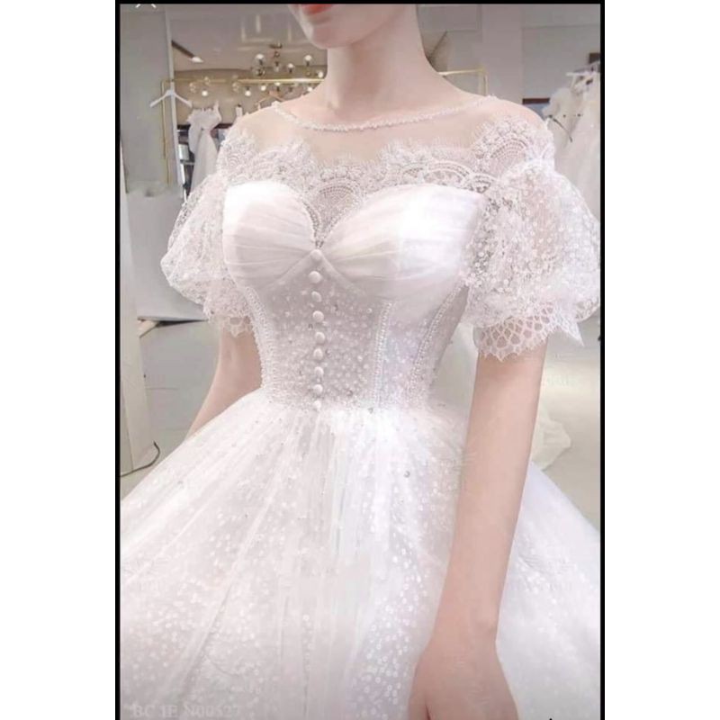 Áo cưới trắng tay con, Váy cô dâu, váy đi bàn