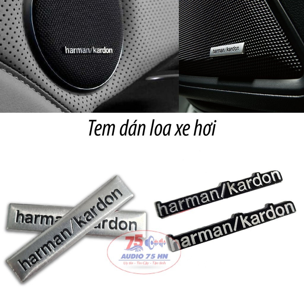 01 cái Sticker, tem dán decal chữ HARMAN KARDON trang trí loa xe hơi