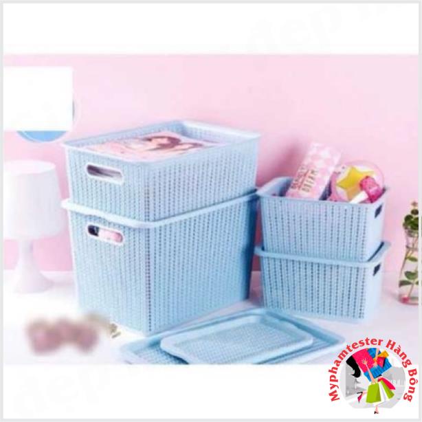 Rổ chữ nhật đựng đồ đa năng sang đẹp phong cách hàn quốc 3 cỡ