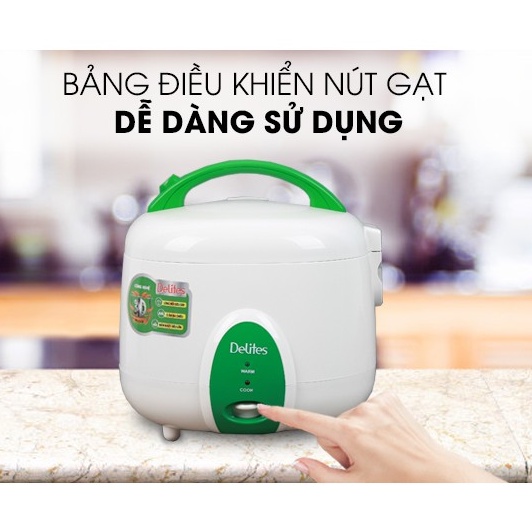 Nồi cơm điện nắp gài Delites 1.8 lít NCG1010 -  Lòng nồi bằng hợp kim nhôm tráng men chống dính bền tốt