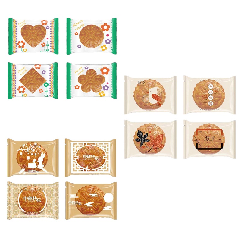 Set 100 Túi Nhựa Đựng Bánh Kẹo Họa Tiết Hoa Và Chim Mùa Thu