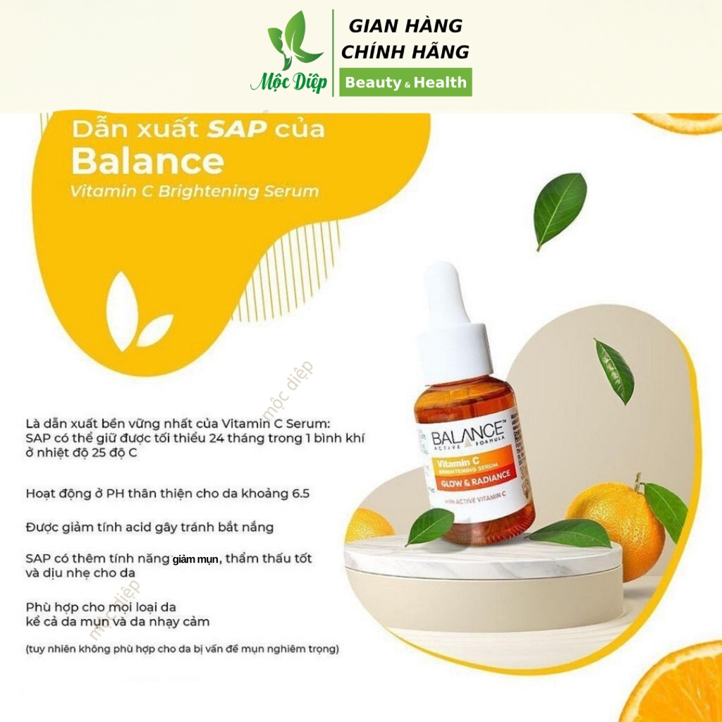 Serum Balance Vitamin C 30ml Trắng da giảm thâm giảm mụn - Mộc Diệp