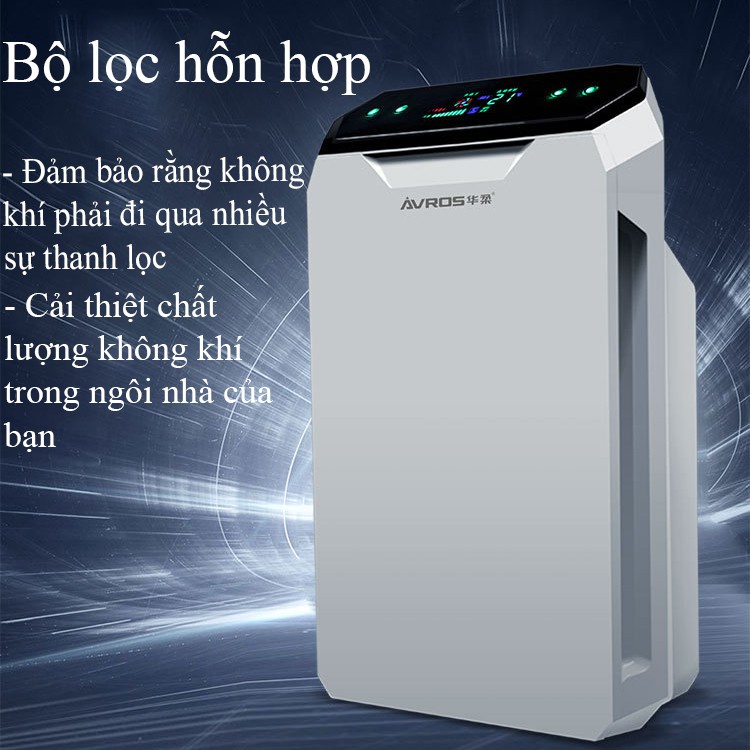 Máy lọc không khí AVROS HR-886, bộ lọc hepa 5 lớp, lọc sạch bụi mịn tạo ion, loại bỏ vi khuẩn, bảo hành 2 năm