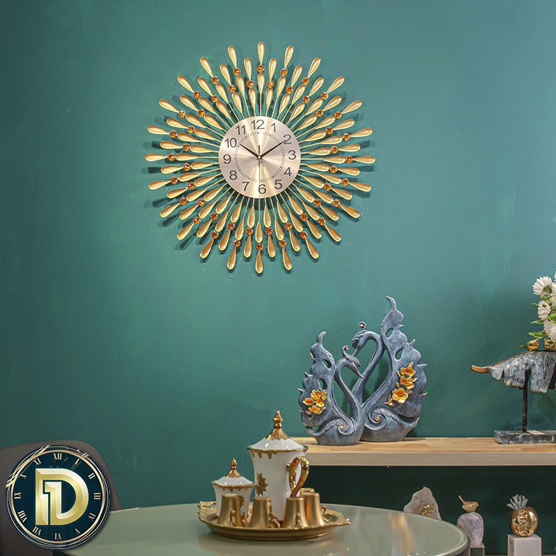 Đồng Hồ Treo Tường Trang Trí Decor - Mẫu Đồng Hồ Giọt Nước Vàng Tài Lộc - Trang Trí Nhà Cửa - BH 5 năm - D1Home - DT45
