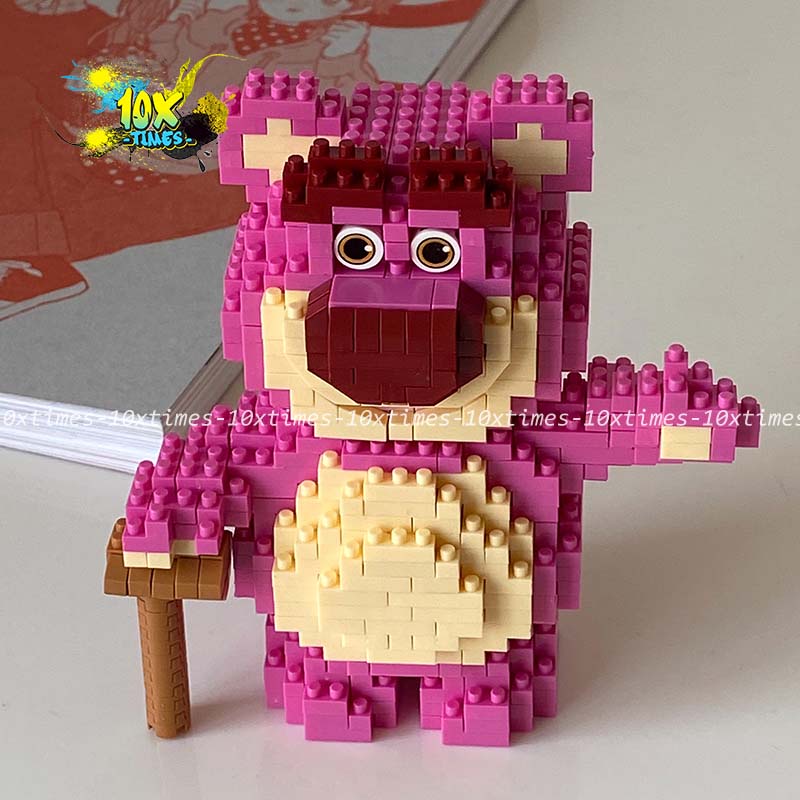 đồ chơi lắp ráp 3d gấu Lotso hồng toy story hoạt hình kì lân, quà tặng bạn gái, quà tặng trẻ em, đồ decor xinh xắn