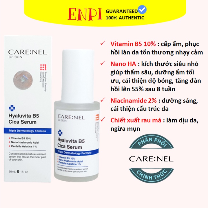 Tinh chất cô đặc cấp ẩm sâu phục hồi da Care:Nel Hyaluvita B5 Cica Serum