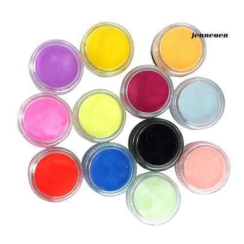 [Hàng mới về] 12 Lọ Bột Màu 3d Trang Trí Móng Tay Chuyên Dụng Làm Đẹp Cho Nữ