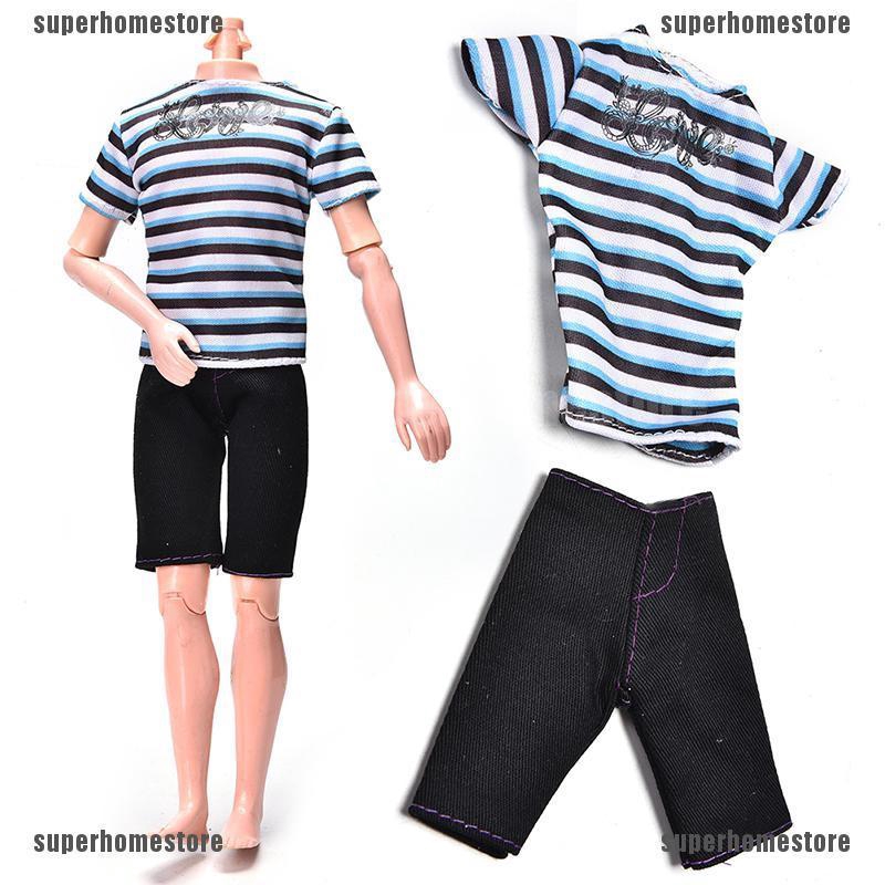 Set Áo Sọc Ngang + Quần Short Thời Trang Cho Búp Bê Ken