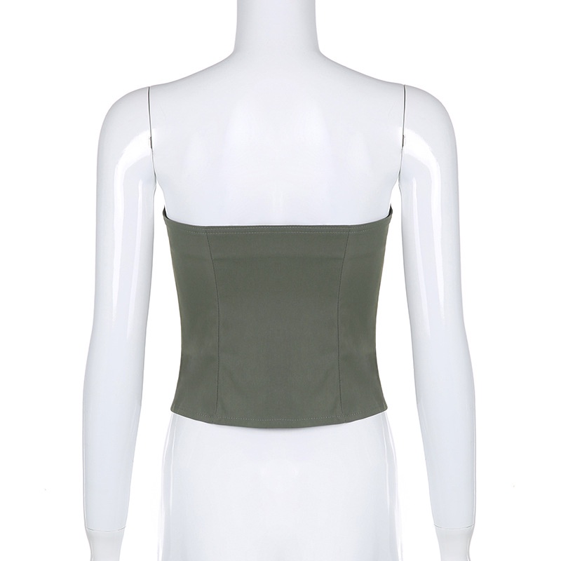 DUNEA Áo ống phối khóa kéo quyến rũ thời trang dành cho nữ