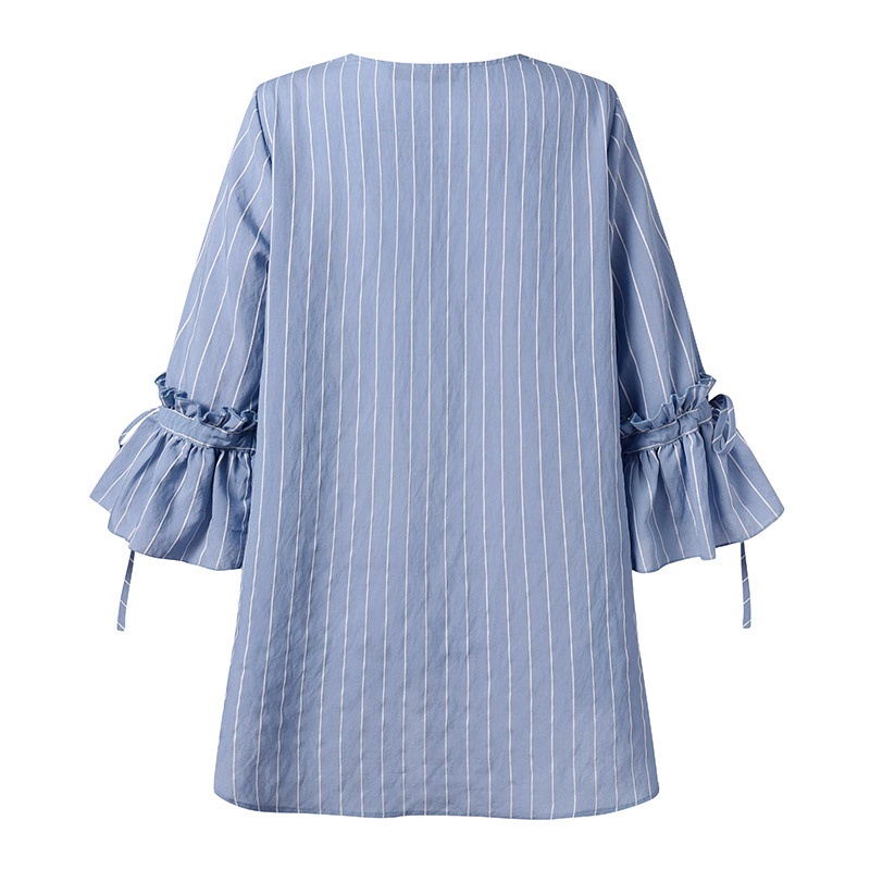 Áo kiểu ZANZEA cổ V tay áo 3/4 in sọc phong cách hè sành điệu cho nữ