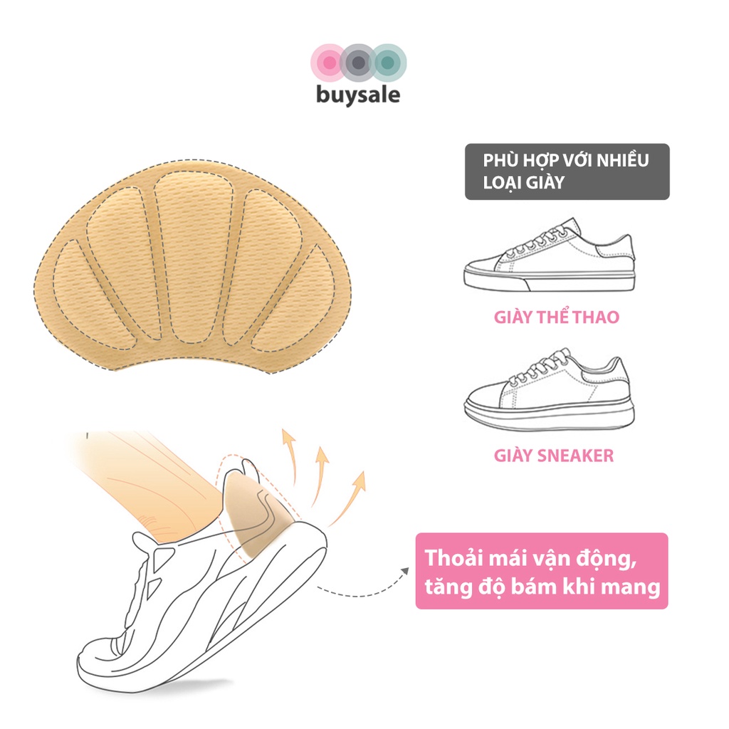 Lót gót giày hình vỏ sò, bảo vệ gót chân, tăng độ bám, chống tuột gót, chuyên dùng cho giày thể thao - buysale - BSPK224
