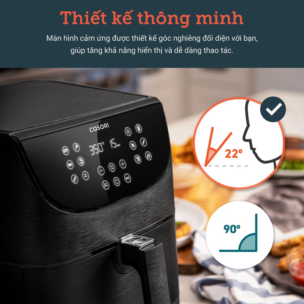 COSORI, NỒI CHIÊN KHÔNG DẦU ĐIỆN TỬ (AIR FRYER), 3.7 Qt / 3.5 Lít