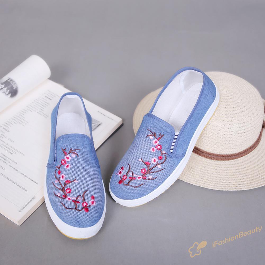 Giày Lười Nữ Thêu Hoa