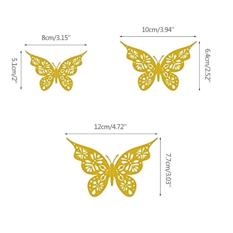 Sticker Dán Tường Họa Tiết Bướm 3D Tinh Tế