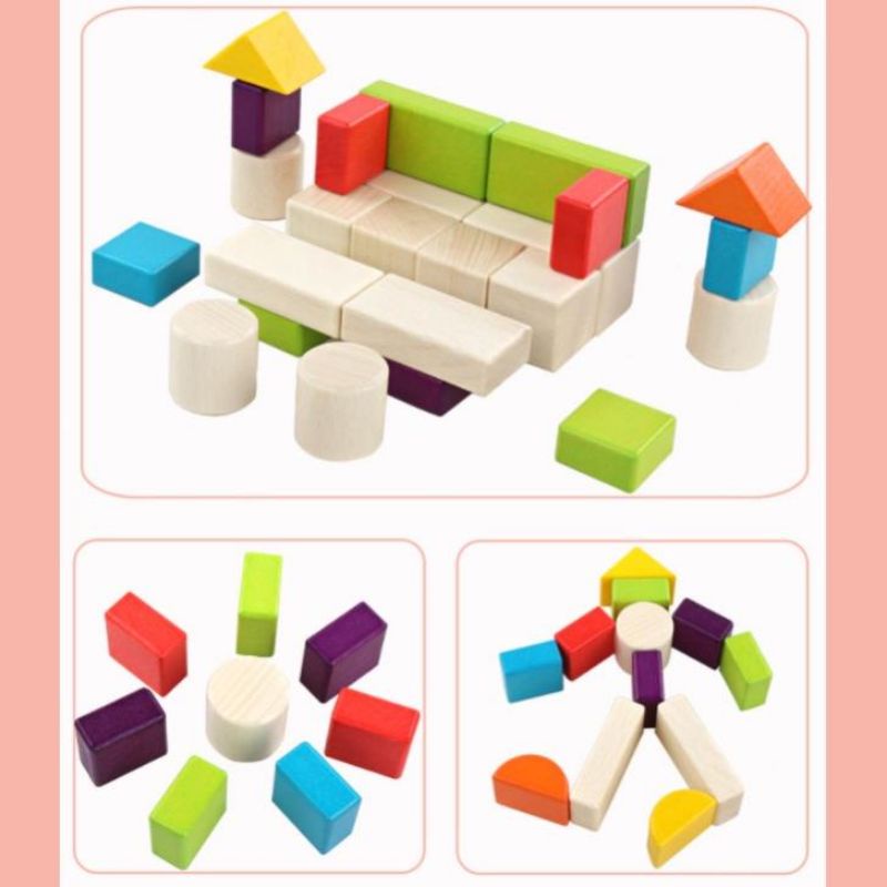🟥 ĐỒ CHƠI GỖ 30 KHỐI SÁNG TẠO CÙNG BÉ XÂY DỰNG MÔ HÌNH TỪ KHỐI GỖ