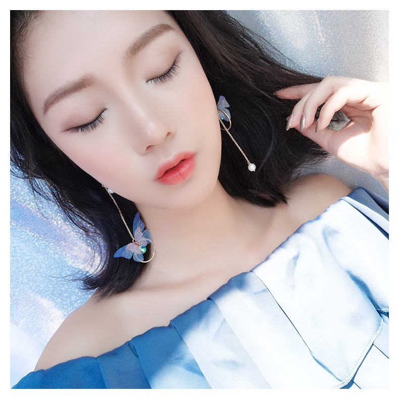 Đôi bông tai dạng bất đối xứng họa tiết hình bướm xinh xắn cho nữ | BigBuy360 - bigbuy360.vn