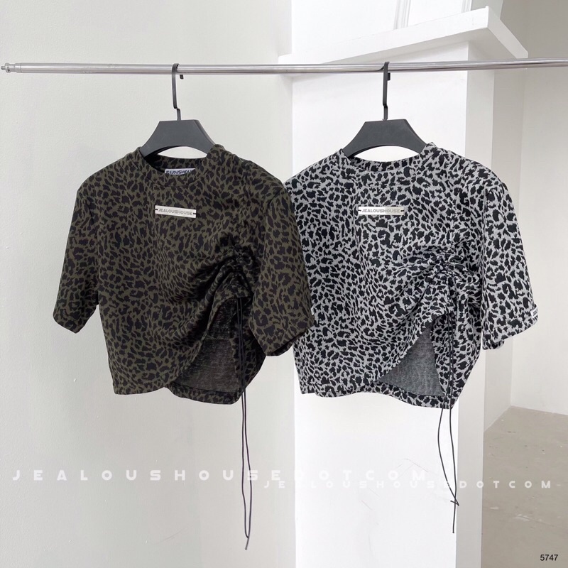 Áo phông nữ, áo croptop da báo dây rút ss01 Jealous product 5747