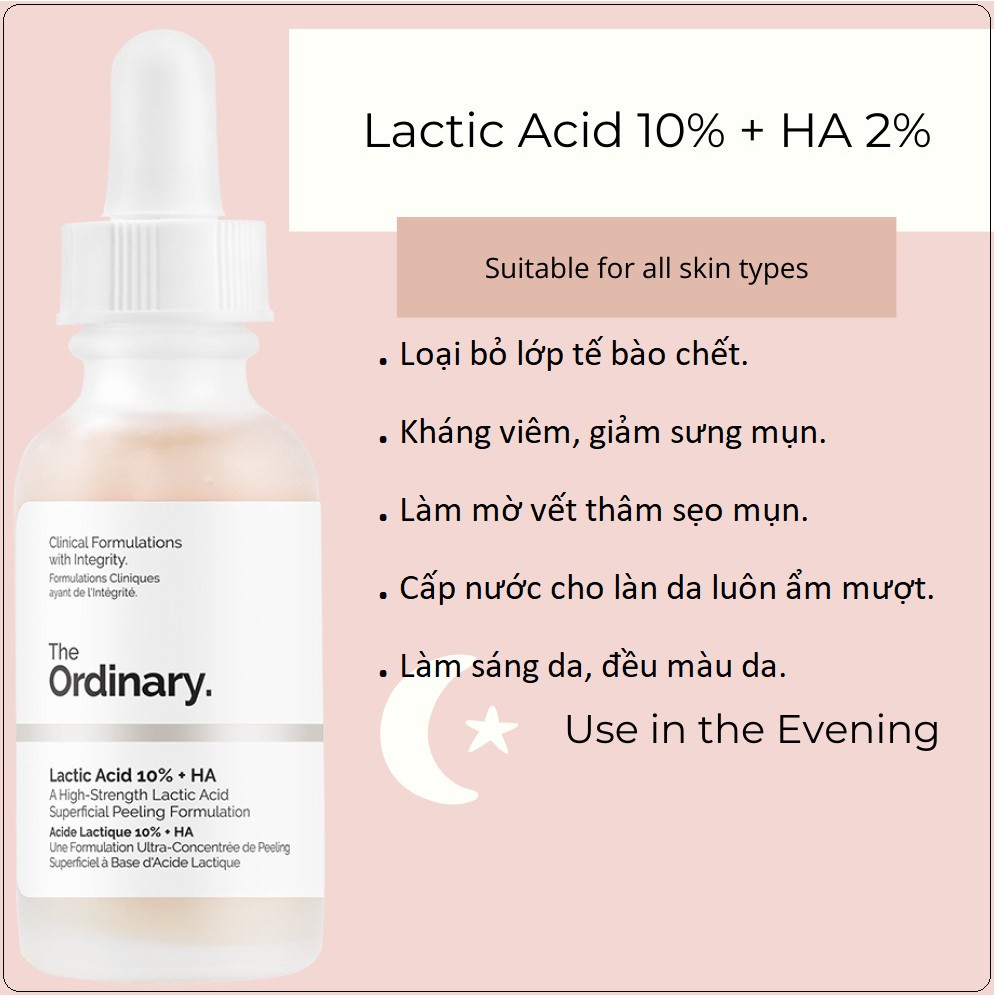 Tinh Chất The Ordinary  Lactic Acid 5% + HA 30ml [Canada]