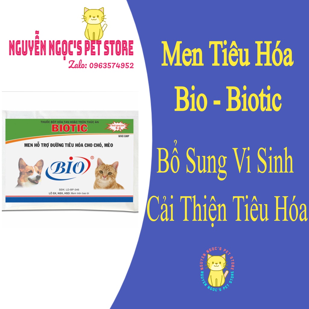 Men tiêu hóa cao cấp Bio Biotic cải thiện tiêu hóa cho CHÓ MÈO gói 5gram