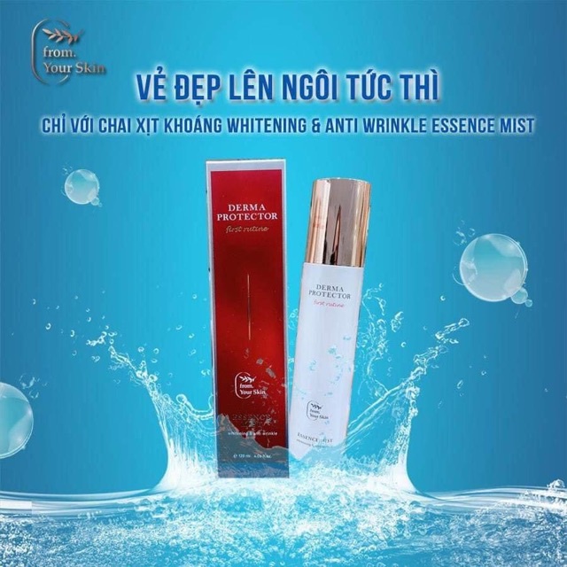 Xịt khoáng Derma Protector Essence Mist Whitening &amp; Anti Wrinkle From Your Skin (120ml)
