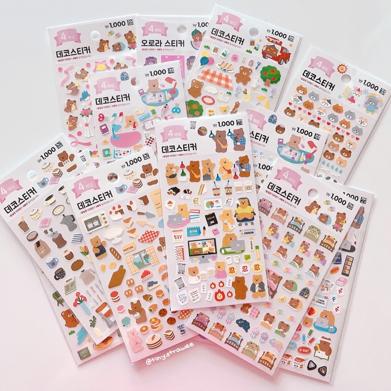 Stickers gấu Daiso Hàn  | Tiny Strawee