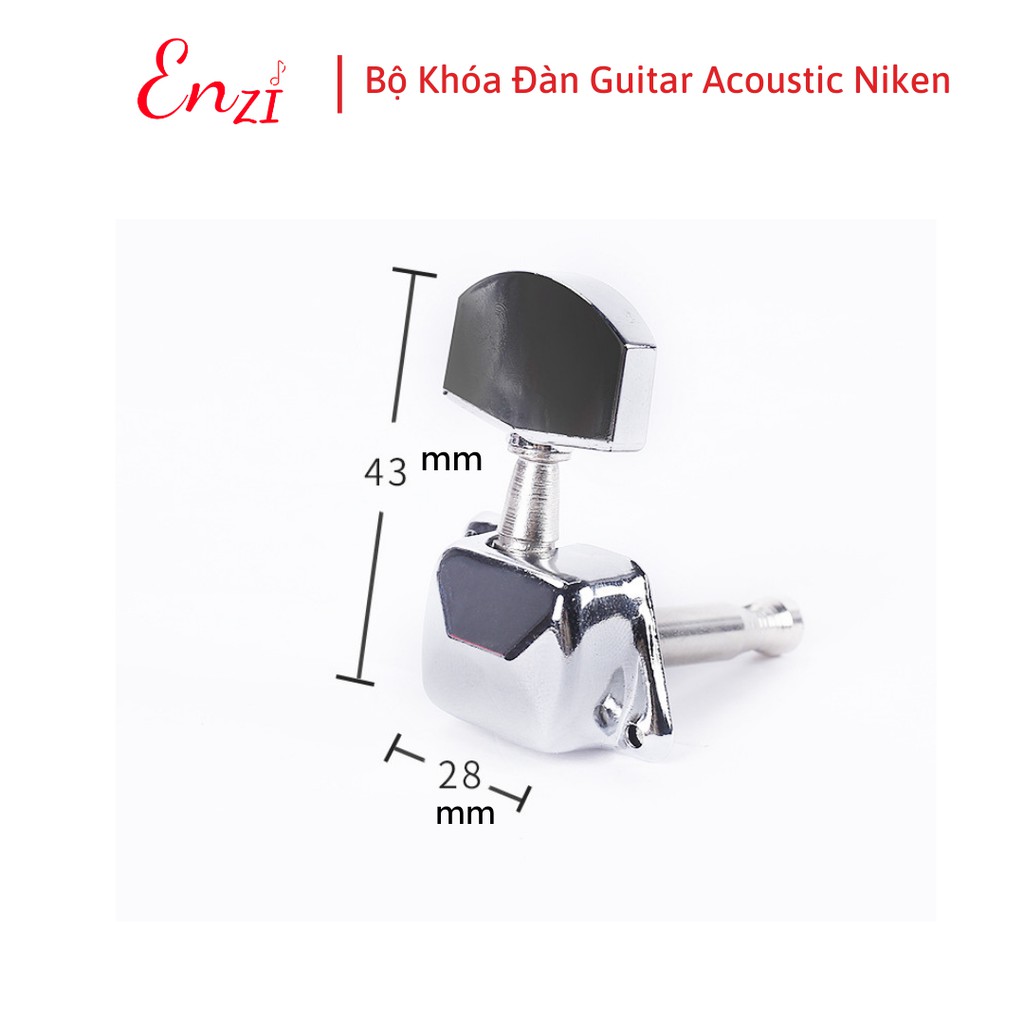 Khóa đàn guitar acoustic khóa hộp làm bằng thép không gỉ mạ niken, khóa đúc đặc đủ bộ Enzi