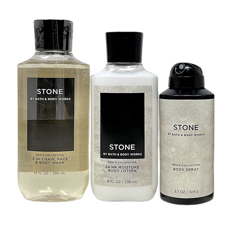 Bộ Xịt Khử Mùi | Sữa Tắm Gội STONE | Sữa Dưỡng Thể Giữ Ẩm Cho Nam Giới mùi mát - Bath and Body Works - chính hãng Mỹ