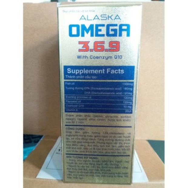 Dầu cá Alaska omega 369 Dùng cho người bị mắc bệnh tim mạch, cao huyết áp, xơ vữa động mạch 100 viên