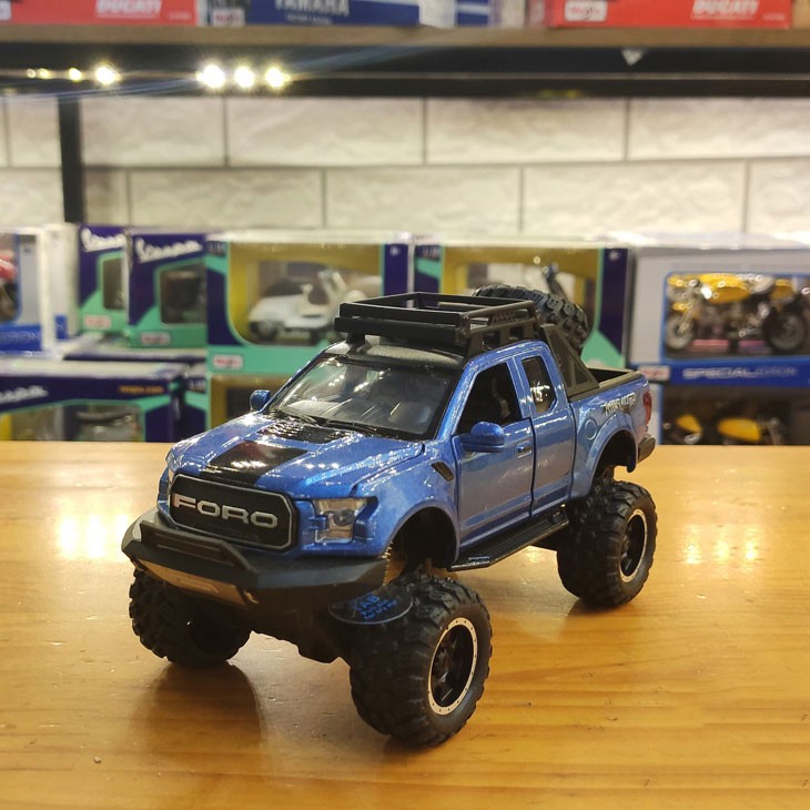 MÔ HÌNH XE Ô TÔ FORD F150 Raptor Offroad đúc Kim Loại - tỷ lệ 1:32 Xanh Ngọc