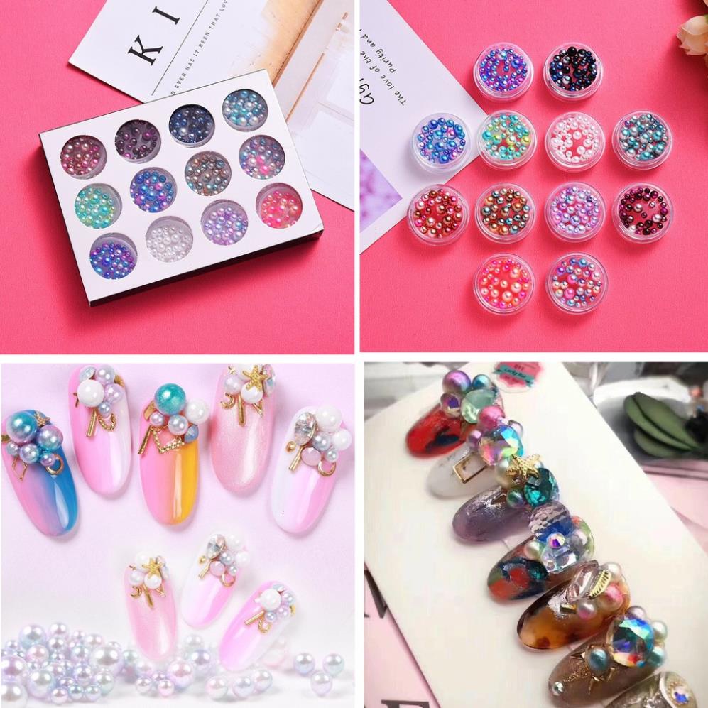 Phụ kiện trang trí móng tay trai nguyên - set 12 màu