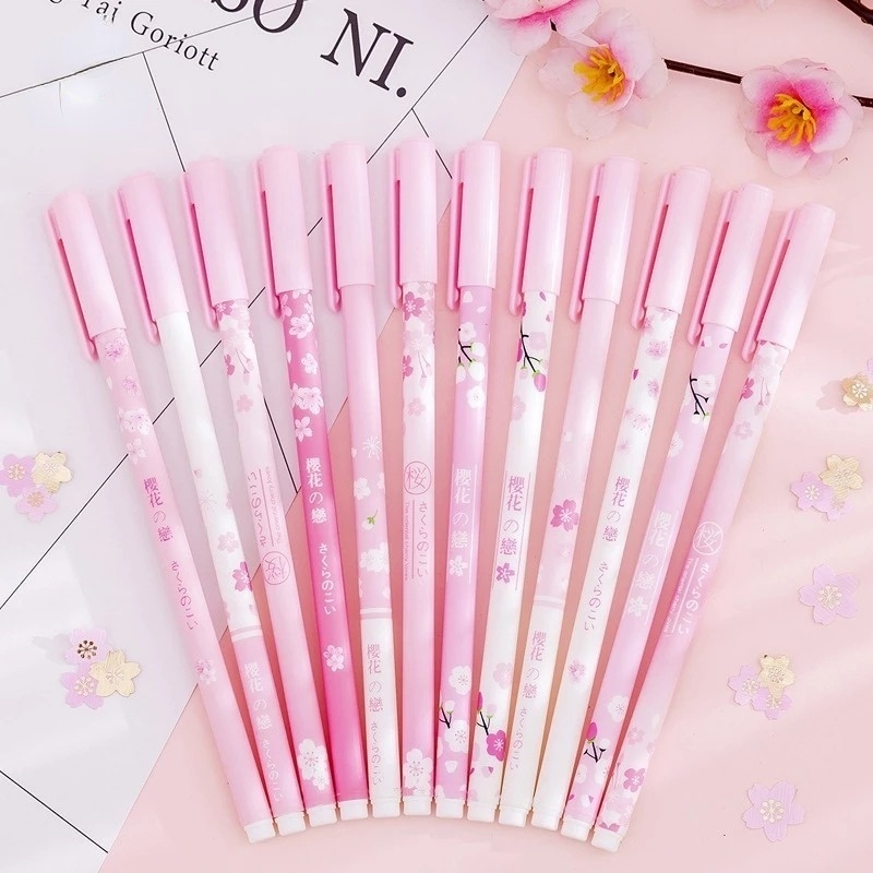 Bút Mực Gel Ngòi 0.5mm Màu Hồng Anh Đào Xinh Xắn