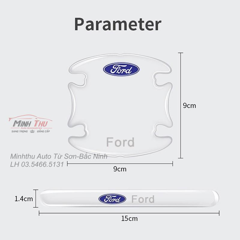 (Ford) Bộ 10 Miếng Dán Silicon Chống Xước Hõm Cửa, Tay Nắm Cửa và Gương Xe Ford