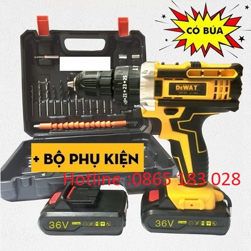 (LOẠI I) Máy Khoan Bê Tông, Bắt Vít DEWALT 36V - TẶNG Kèm 24 Chi Tiết - 3 Chức Năng 100% Lõi Đồng - 2 Pin Chuẩn 5 CELL