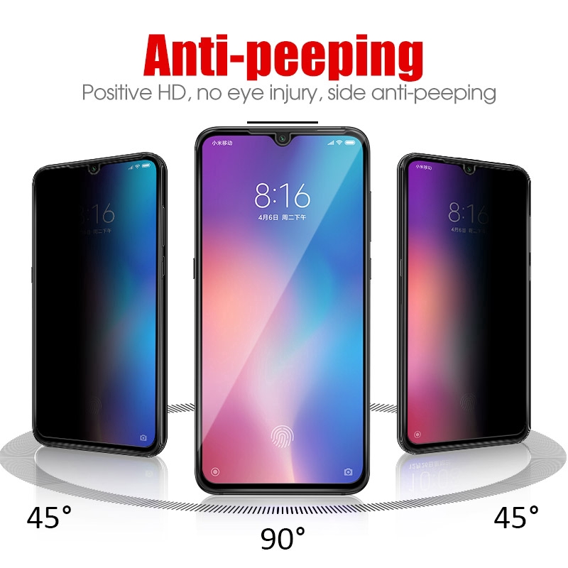 Bộ kính cường lực chống nhìn trộm chuyên dụng cho Xiaomi Redmi 7 Note 7 K20 Pro CC9 Mi 8 9SE 6x