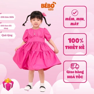 Váy đầm công chúa bé gái BEBOKIDS V05 thiết kế dáng babydoll màu hồng đáng yêu từ 2-9 tuổi