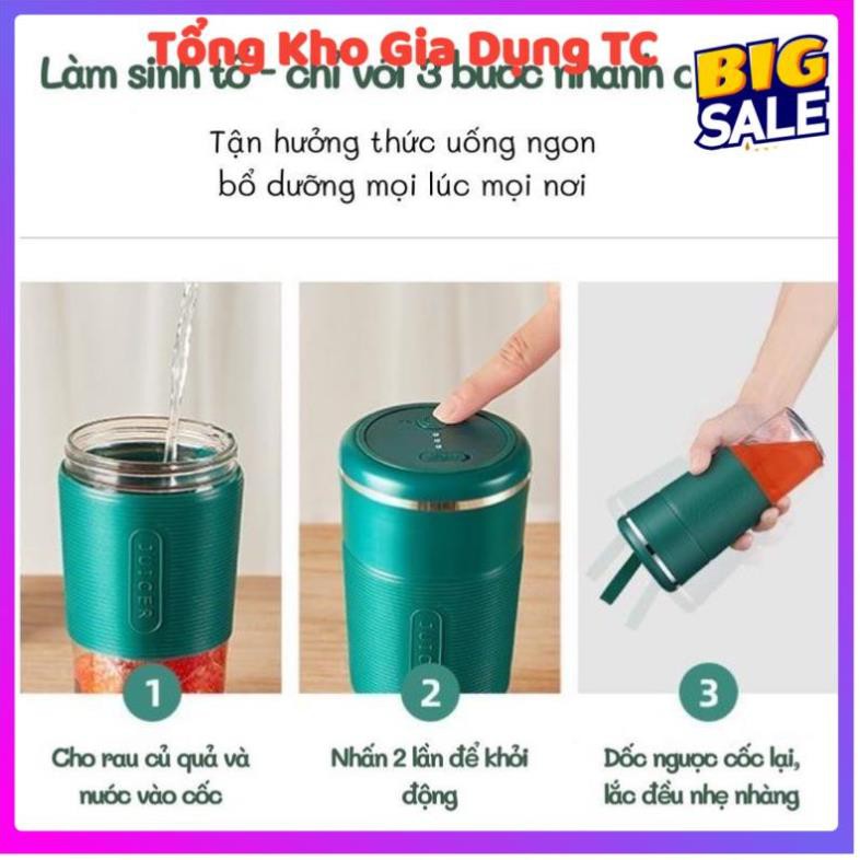 Máy xay sinh tố mini cầm tay đa năng sạc pin usb dung tích 300ml Pin mang đi học, đi làm, đi du lịch