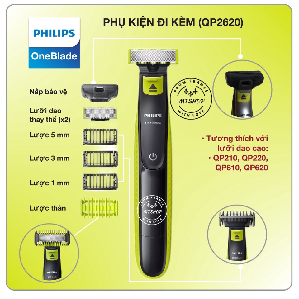 Máy cạo râu Philips One Blade QP2620/20 kèm lưỡi cạo thay thế