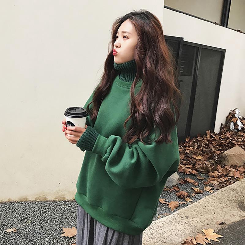 Women Sweater Autumn Winter Cute Solid Color Sweatshirt Loose Casual Turtleneck Long Sleeve Women Jacket | BigBuy360 - bigbuy360.vn