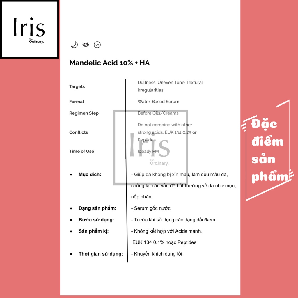 (BILL CANADA) Serum tẩy da chết hoá học - Mandelic Acid 10% + HA – The Ordinary.