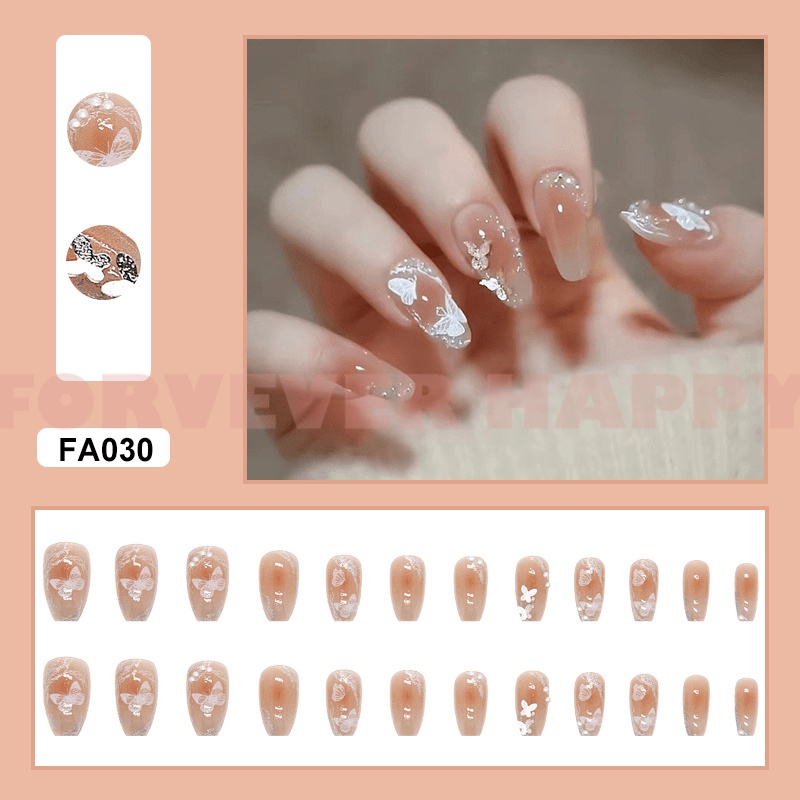 Set 24 móng tay giả dài nhiều kiểu dáng thời trang xinh xắn