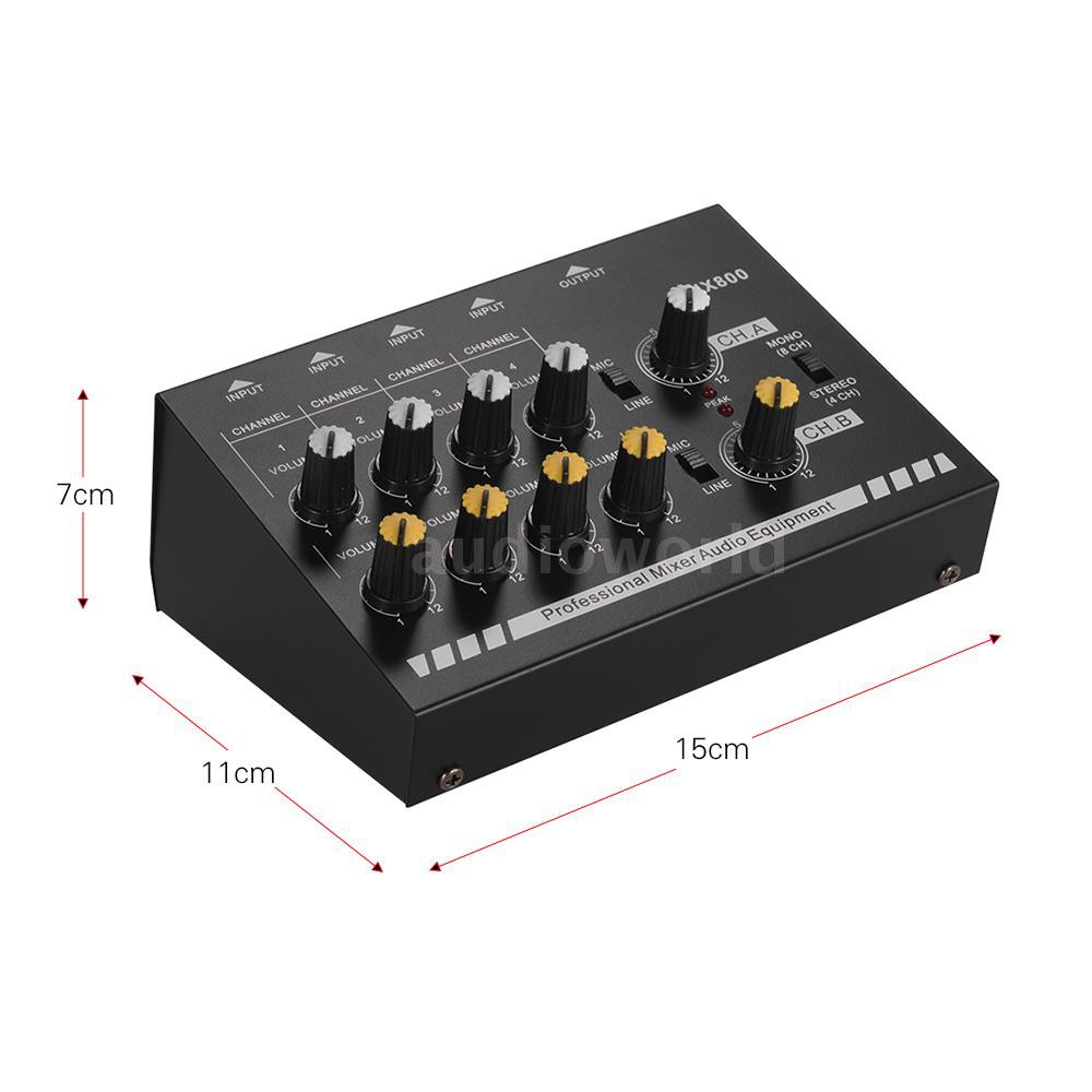 AIDO♦Compact Size 8-Channels Mono/Stereo Audio Sound Line Mixer with Power Adapter