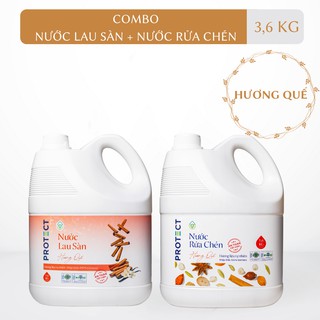 Combo Nước Rửa Chén & Nước Lau Sàn Tinh Dầu Quế Tự Nhiên PROTECT 3,6KG