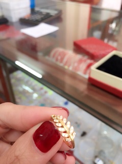 Nhẫn lá bạc xi vàng
