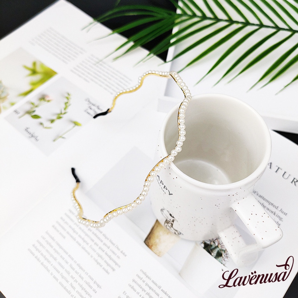 Bờm tóc kim loại đính ngọc trai nhân tạo thời trang thanh lịch LAVENUSA CT19