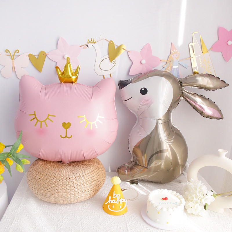 Bong Bóng Lá Nhôm Hình Gấu/Thỏ Cỡ Lớn 91cm*65cm Trang Trí Tiệc Sinh Nhật/Ngày Mừng Em Bé