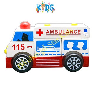 Xe cứu thương lắp ráp bằng gỗ mẫu mới winwintoys