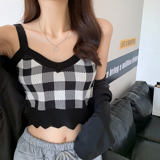 Áo Tank Top Ca Rô Ca Rô Thời Trang Mùa Hè Hàn Quốc Cho Nữ
