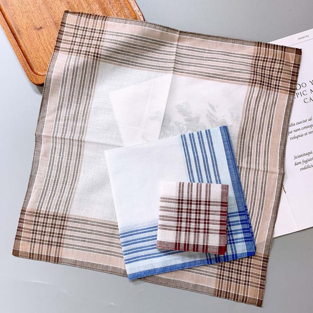 Khăn tay cotton vuông họa tiết sọc caro phong cách cổ điển cho nam